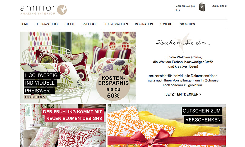 Online-Shop für Dekorationsstoffe