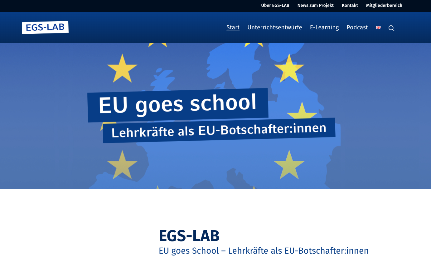 Website für das Projekt „Europe goes School – Lehrkräfte als EU-Botschafter:innen“