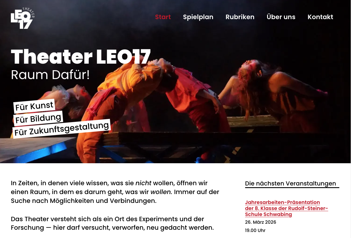 Website für das Theater LEO17 in München